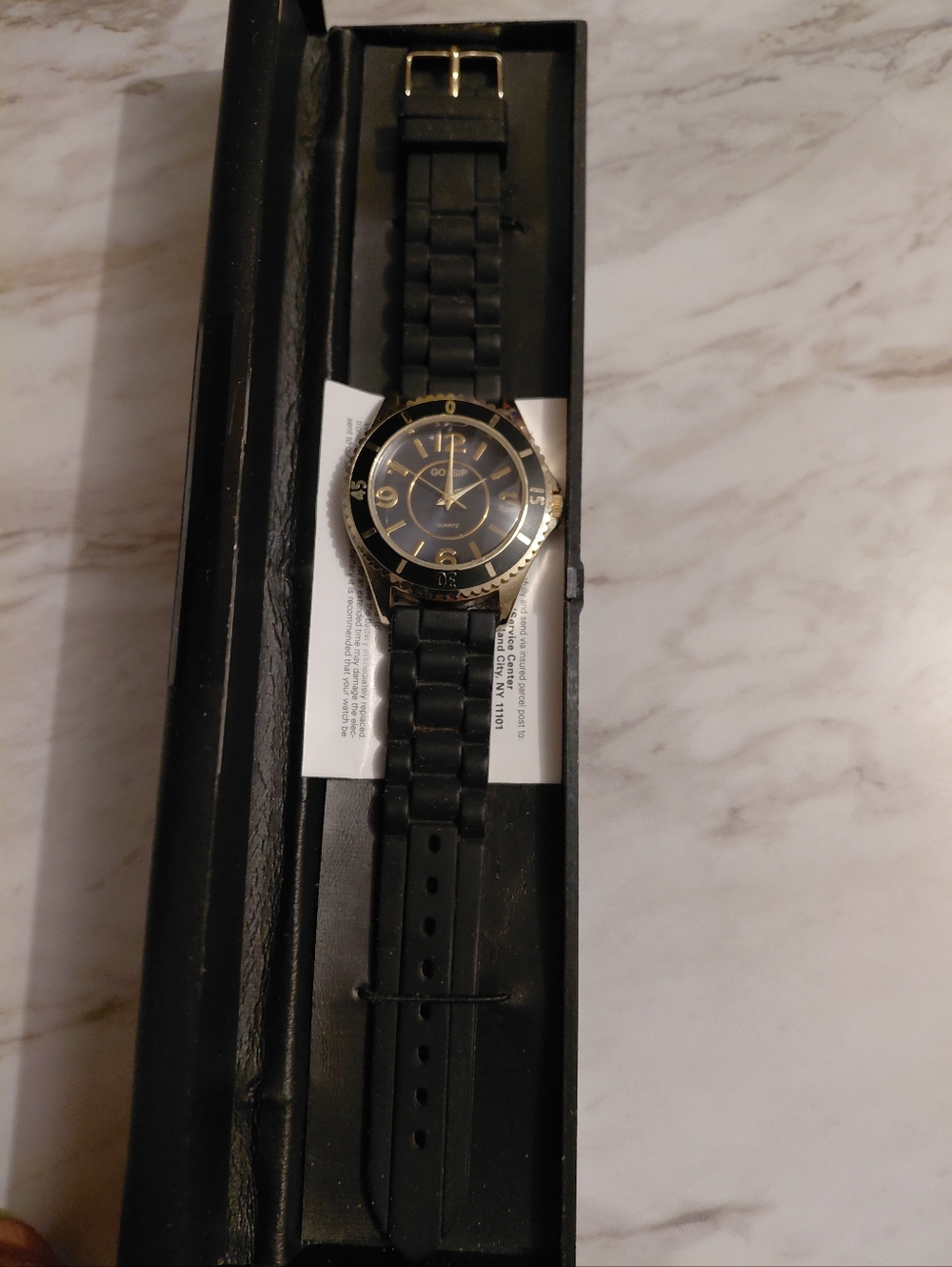 Black and Gold Silicone Strap Watch Gossip